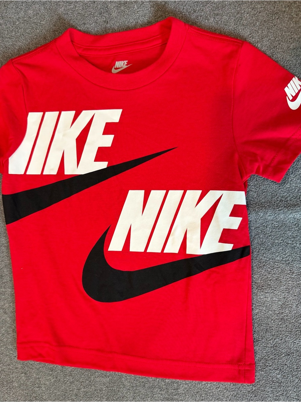 Nike Red Tee with Bold White and Black Logo